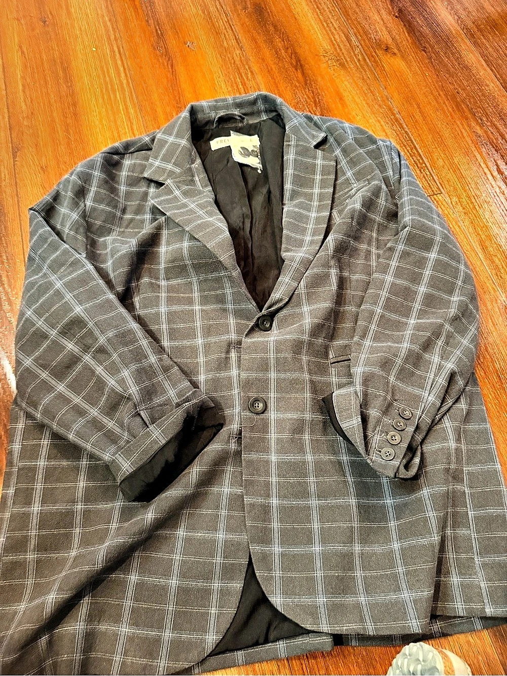 Free People blue grey Blazer Plaid Gray nwt
